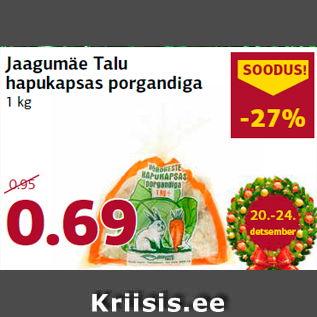 Allahindlus - Jaagumäe Talu hapukapsas porgandiga 1 kg