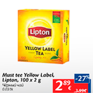 Allahindlus - Must tee Yellaw Label, Lipton