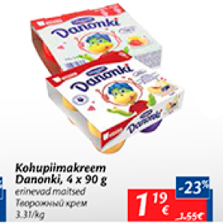 Allahindlus - Kohupiimakreem Danonki, 4 x 90 g