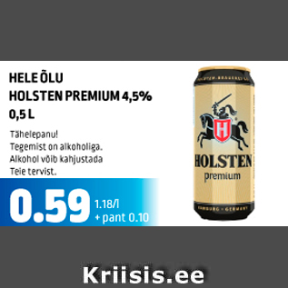 Allahindlus - HELE ÕLU HOLSTEN PREMIUM