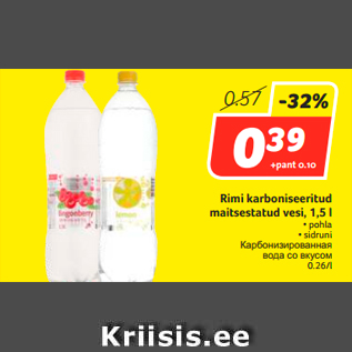 Allahindlus - Rimi karboniseeritud maitsestatud vesi, 1,5 l