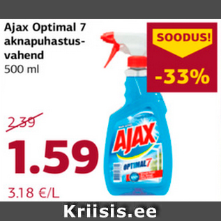 Allahindlus - Ajax Optimal 7 aknapuhastusvahend 500 ml