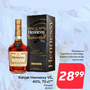 Allahindlus - Konjak Hennessy VS, 40%, 70 cl**