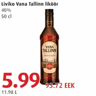 Allahindlus - Liviko Vana Tallinn liköör