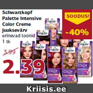 Allahindlus - Schwarzkopf Palette Intensive Color Creme juuksevärv