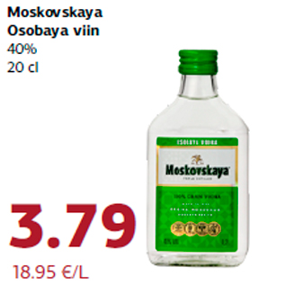 Allahindlus - Moskovskaya Osobaya viin 40% 20 cl