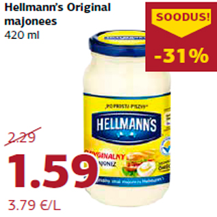 Allahindlus - Hellmann’s Original majonees 420 ml