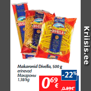 Allahindlus - Makaronid Divella, 500 g