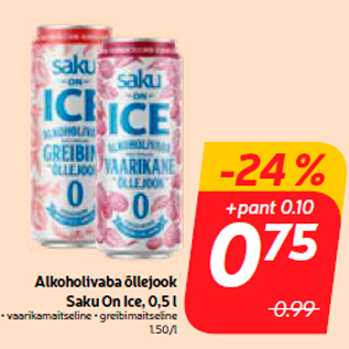 Allahindlus - Alkoholivaba õllejook Saku On Ice, 0,5 l