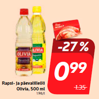 Allahindlus - Rapsi- ja päevalilleõli Olivia, 500 ml