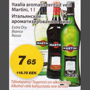 Allahindlus - Itaalia aromatiseeritud vein Martini