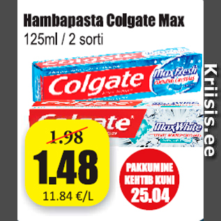 Allahindlus - Hambapasta Colgate Max