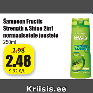 Allahindlus - Šampoon Fruxtis Strength & Shine 2in1 normaalsetele juustele 250 ml