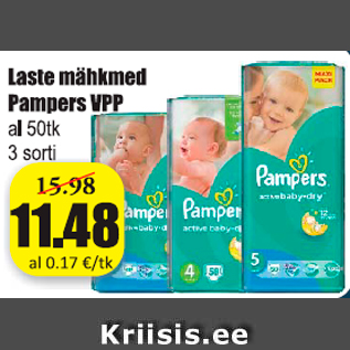 Allahindlus - Laste mähkmed Pampers VPP