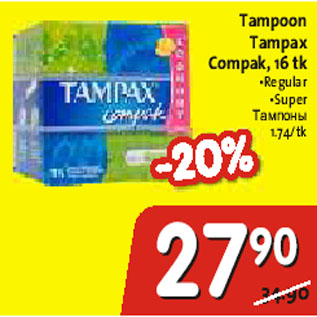 Allahindlus - Tampoon Tampax Compak