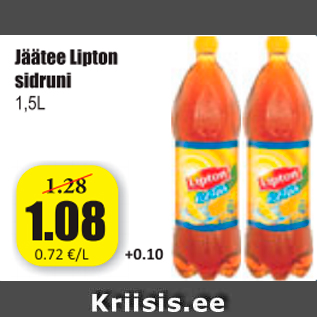 Allahindlus - Jäätee Lipton sidruni 1,5 l