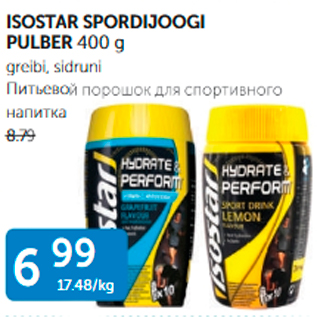 Allahindlus - ISOSTAR SPORDIJOOGI PULBER 400 G