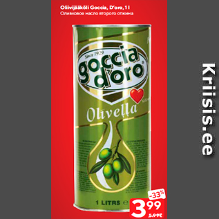 Allahindlus - Oliivijääkõli Goccia, D’oro, 1 l