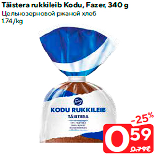 Allahindlus - Täistera rukkileib Kodu, Fazer, 340 g