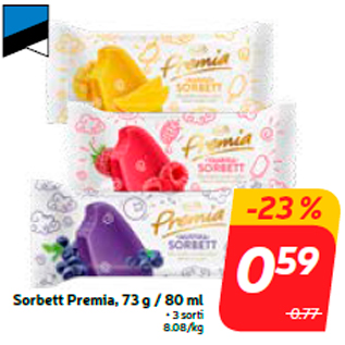 Allahindlus - Sorbett Premia, 73 g / 80 ml