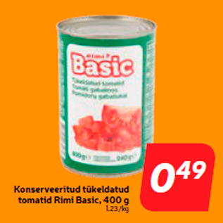 Allahindlus - Konserveeritud tükeldatud tomatid Rimi Basic, 400 g