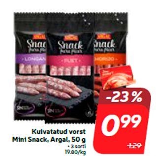 Allahindlus - Kuivatatud vorst Mini Snack, Argal, 50 g