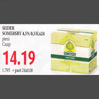 Allahindlus - SIIDER SOMERSBY 4,5% 0,33Lx24 pirni