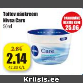 Allahindlus - Toitev näokreem Nivea Care 50 ml