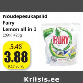 Allahindlus - Nõudepesukapslid Fairy Lemon all in 1