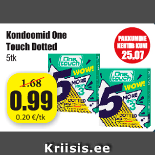 Allahindlus - Kondoomid One Touch Dotted 5 tk