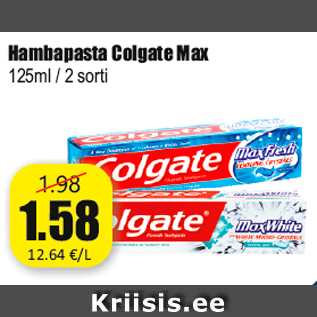 Allahindlus - Hambapasta Colgate Max