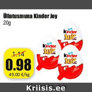 Allahindlus - Üllatusmuna Kinder Joy 20