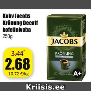 Allahindlus - Kohv Jacobs Krönung Decaff kofeiinivaba 250g