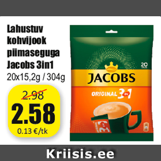 Allahindlus - Lahustuv kohvijook piimaseguga Jacobs 3in1