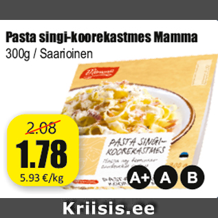 Allahindlus - Pasta singi-koorekastmes Mamma