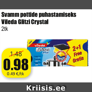 Allahindlus - Svamm pottide puhastamiseks Vileda Glitzi Crystal 2tk