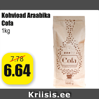 Allahindlus - Kohvioad Araabika Cofa 1kg