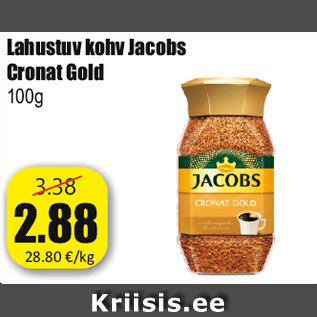 Allahindlus - Lahustuv kohv Jacobs Cronat Gold 100g