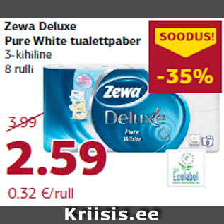 Allahindlus - Zewa Deluxe Pure White tualettpaber