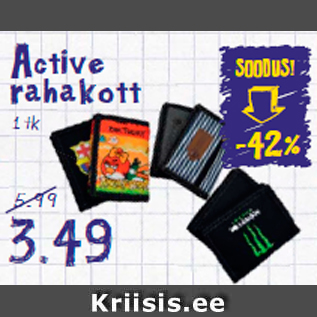 Allahindlus - Active rahakott 1 tk