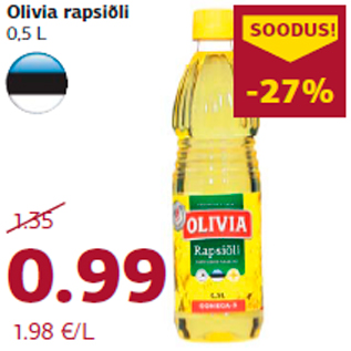 Allahindlus - Olivia rapsiõli 0,5 L