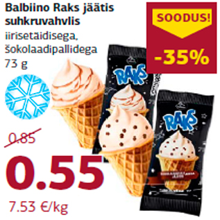 Allahindlus - Balbiino Raks jäätis suhkruvahvlis