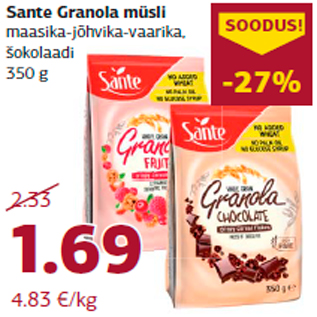 Allahindlus - Sante Granola müsli