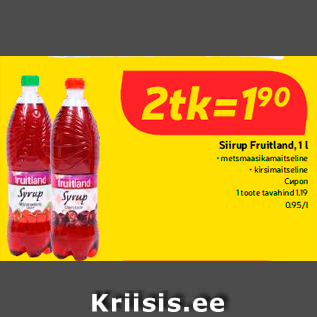 Allahindlus - Siirup Fruitland, 1 l