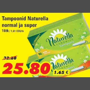 Allahindlus - Tampoonid Naturella normal ja super