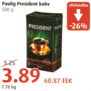 Allahindlus - Paulig President kohv