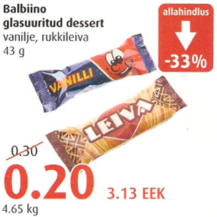 Allahindlus - Balbiino glasuuritud dessert