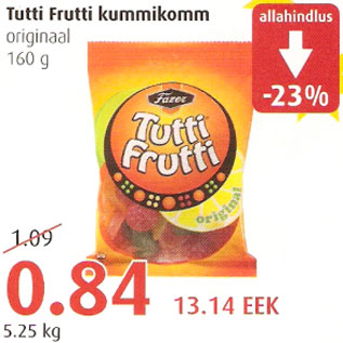 Allahindlus - Tutti Frutti kummikomm