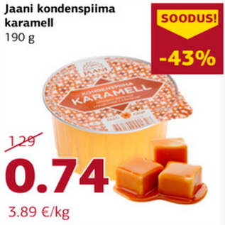 Allahindlus - Jaani kondenspiima karamell 190 g