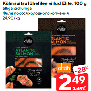 Allahindlus - Külmsuitsu lõhefilee viilud Elite, 100 g